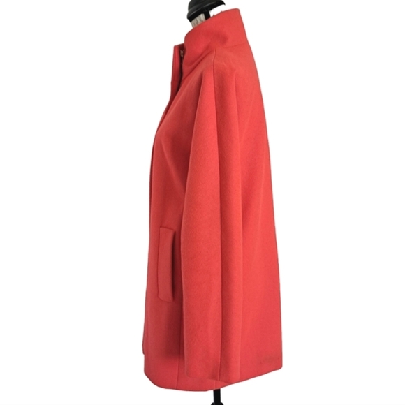 SOLD J. Crew Factory City long Coat Cocoon wool blend Pea coral red winter 10 - Picture 10 of 16